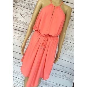 Mossimo Asymmetrical Dress Halter Key Hole Coral Color Size 2